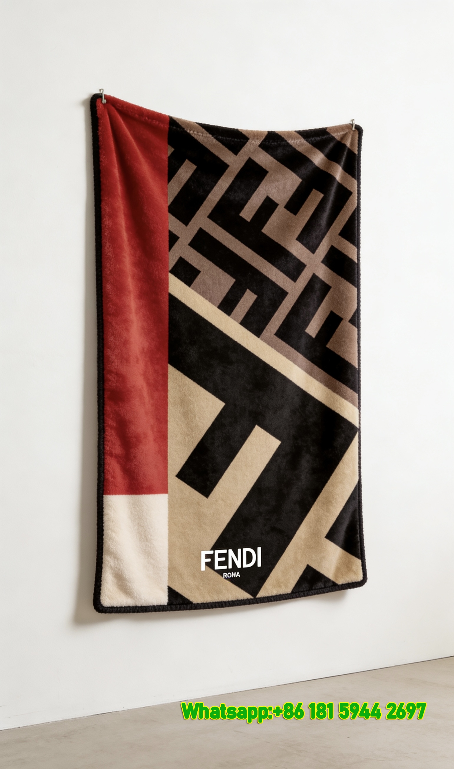 Fendi Roma FF Logo Print Flannel Throw Blanket for Sofa & Wall Hanging Decor IMG_9552